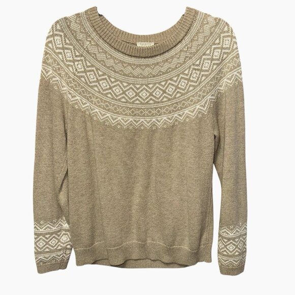Talbots Petite Fair Isle Sweater MP Cotton Blend Nordic Cabincore Winter Knit - Picture 1 of 4